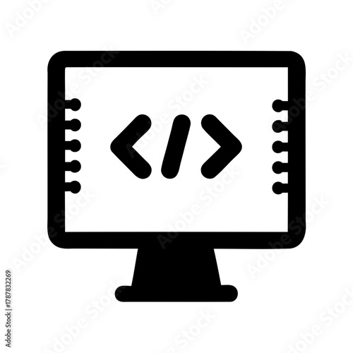 Coding development icon on computer monitor screen for programming Vector, illustration