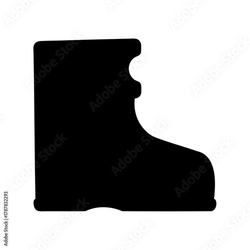 Black silhouette icon of a sturdy worker's boot on white Vector, illustration