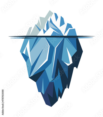 Iceberg isolated vector, polygonal geometric illustration on white background, single layer design, low poly ice formation