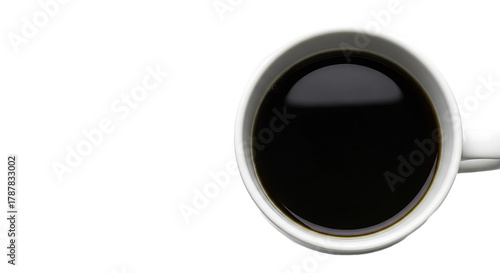 White Coffee Cup Filled With Dark Beverage Top View