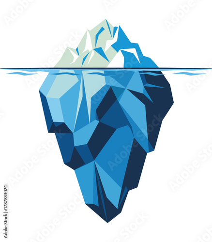 Iceberg isolated vector, polygonal geometric illustration on white background, single layer design, low poly ice formation