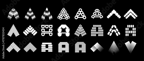 Modern digital stripe line shape letter A logo set