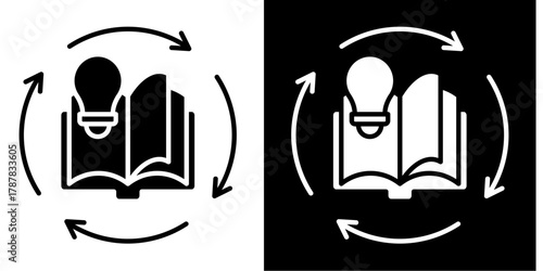 Continuous Learning  Icon Set White Style Collection