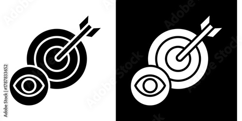 Vision And Mission  Icon Set White Style Collection