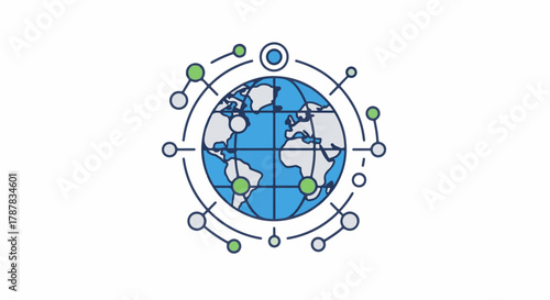 Global network connecting diverse points around the world, representing technology and communication.