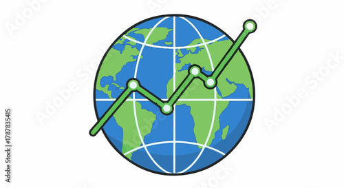 Global economic growth chart on planet Earth illustration