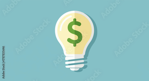 Bright idea symbolized by a glowing lightbulb with a dollar sign inside
