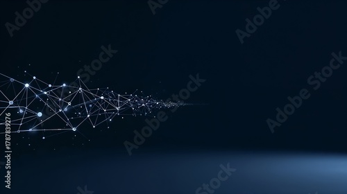 A futuristic digital network connection with glowing nodes. This image suggests interconnectedness and technological advancement