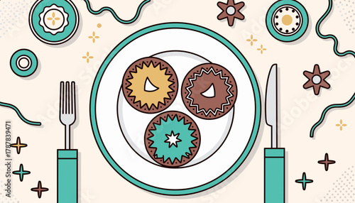 Vibrant conchas Mexican sweet bread on white plate, festive celebration
