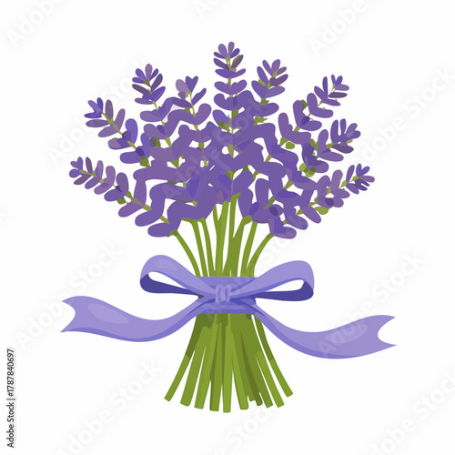 Bundle of fresh lavender tied with ribbon