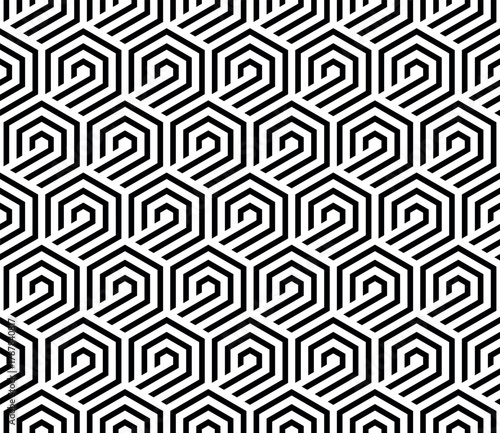 Abstract geometric pattern with stripes, lines. Seamless vector background. White and black ornament. Simple lattice graphic design.