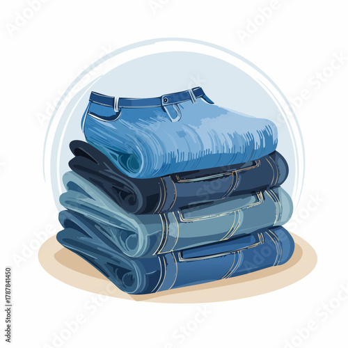 Stack of folded denim jeans