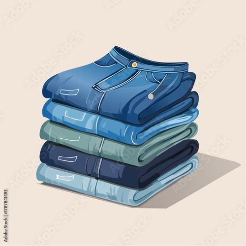 Stack of folded denim jeans