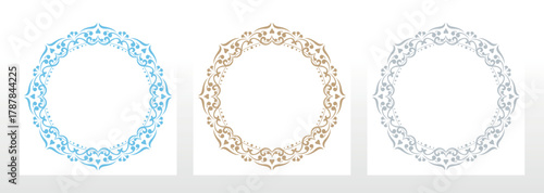 Set of decorative frames Elegant vector element for design in Eastern style, place for text. Floral colored borders. Lace illustration for invitations and greeting cards