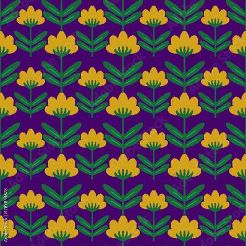 Seamless pattern with abstract yellow flowers. Floral background.