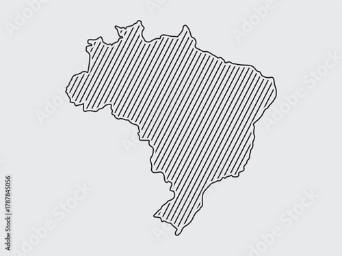 Brazil map line pattern abstract geographic outline south america isolated