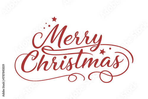 merry christmas lettering on transparent background. Merry Christmas Lettering Vector Red Letters With Outline On White Typography For Holiday Greeting Card, Poster, Banner on transparent background.