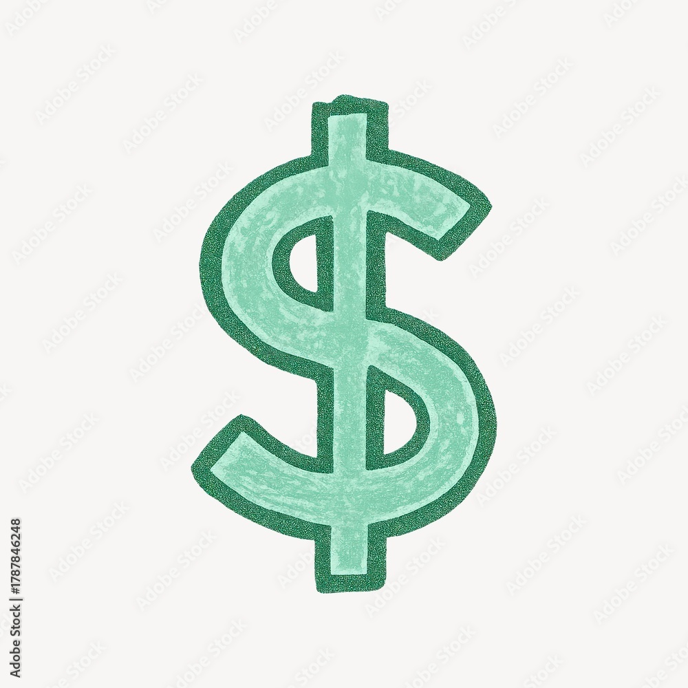 Obraz premium Green textured dollar symbol
