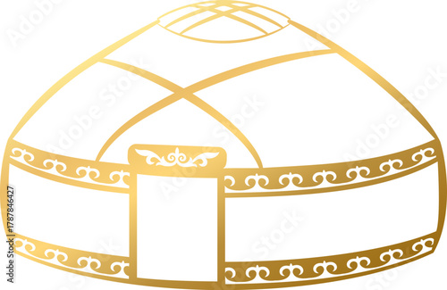 Golden Kazakh yurt ornament S1-03