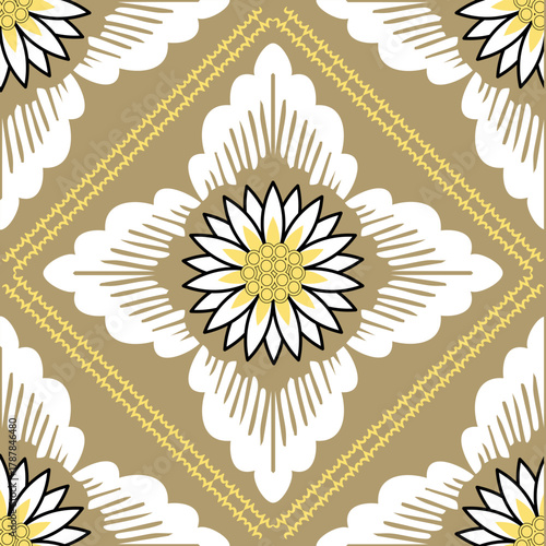 Garden Bloom Ornamental Seamless Design for carpet, print, wrap, decorative, illustration, Fabric, Wallpaper, Ceramics. 
