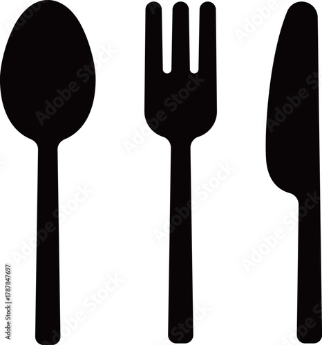 カトラリーセットのアイコン　モノトーン