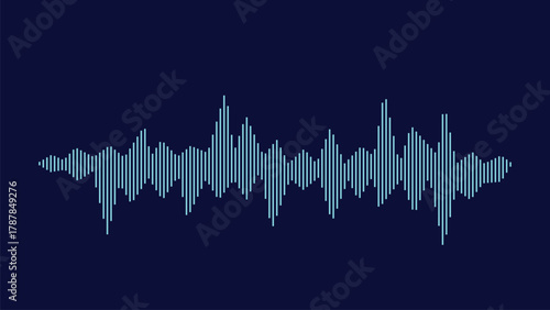 Abstract audio sound wave or voice signal line vector illustration on blue
