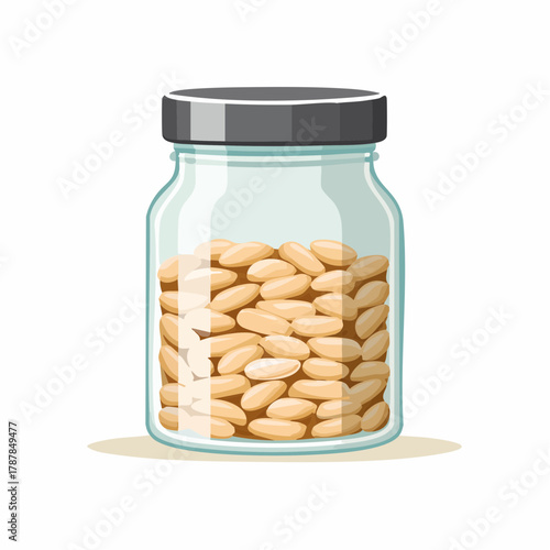 Glass jar of dried beans
