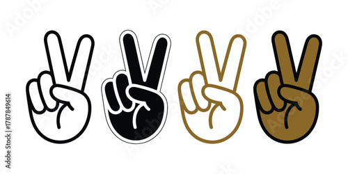 Peace sign hand gesture v victory or peace sign line art, vector icon isolated on white background, suitable for apps, websites, t-shirts, minimalist line design