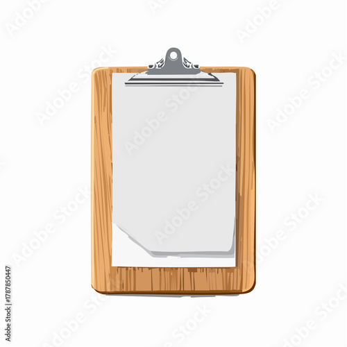 Wooden clipboard with paper sheet