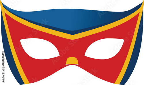 Comic Book Superhero Mask Subject with Angular Eye Slits Dramatic Shadow and Cape Suggestion for Frontal Intensity