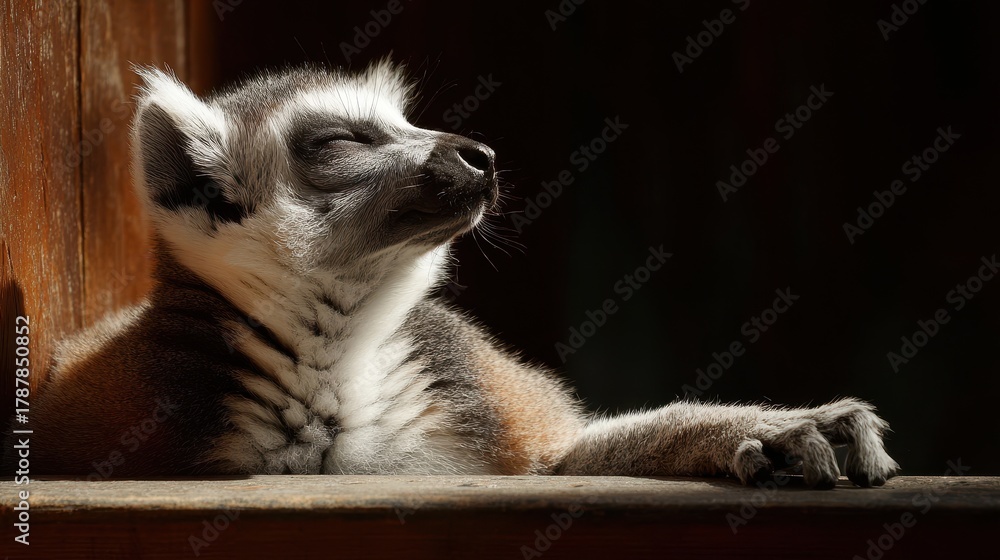 Obraz premium A lemur basking in the noon sun