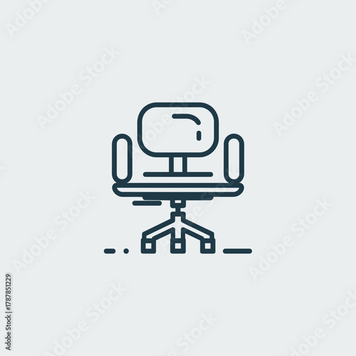 Minimal line art office chair symbol – Perfect for workplace logos, furniture design, or ergonomic branding