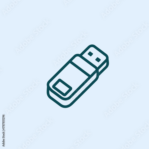 Outline USB flash drive side view vector – Perfect for technology icons, USB storage illustrations, or hardware concept art.