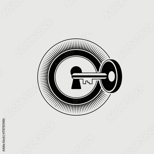 Key turning in circular lock pattern – Perfect for security access visuals, unlocking concepts, or privacy illustrations.