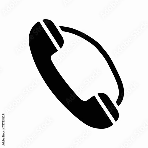 Black and white telephone receiver icon with button – Great for call center branding, app design, or communication symbol sets.