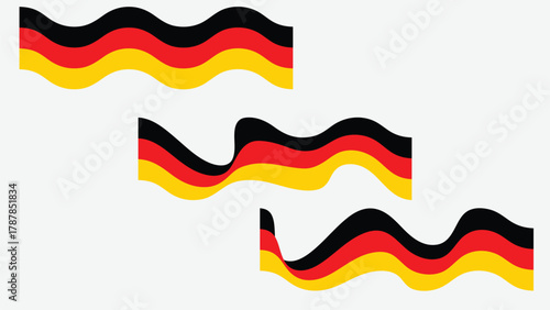 Set of three vector graphics of flag of Germany in wavy wind style