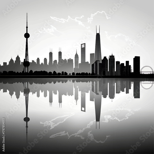 chicago skyline at sunset