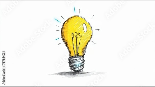 Light Bulb Idea: Hand-Drawn Creativity on White