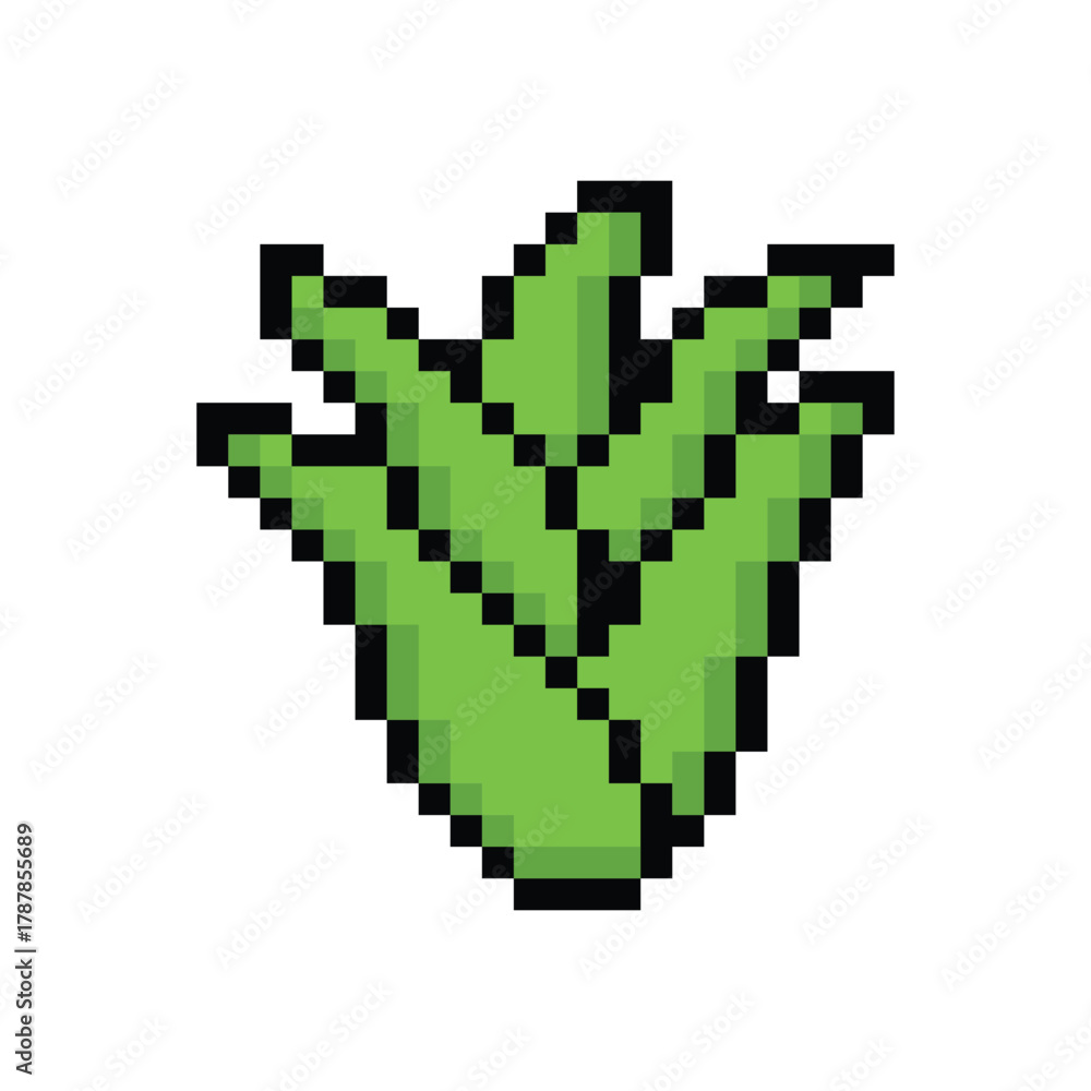 Fototapeta premium pixel aloe icon. Vector pixel art aloe vera 8 bit logo for game