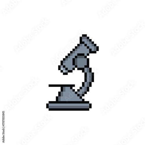 pixel microscope icon. Vector pixel art 8 bit logo for game