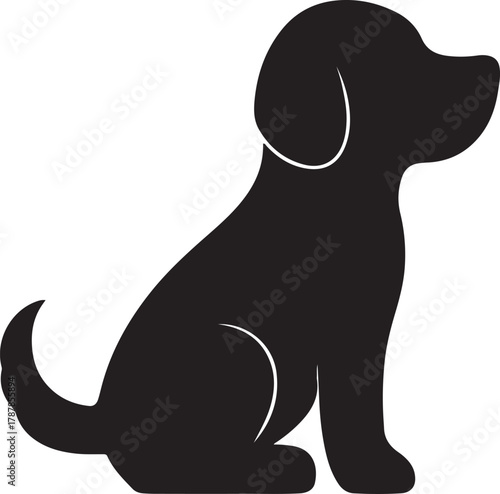a black silhouette of a sitting dog with floppy ears