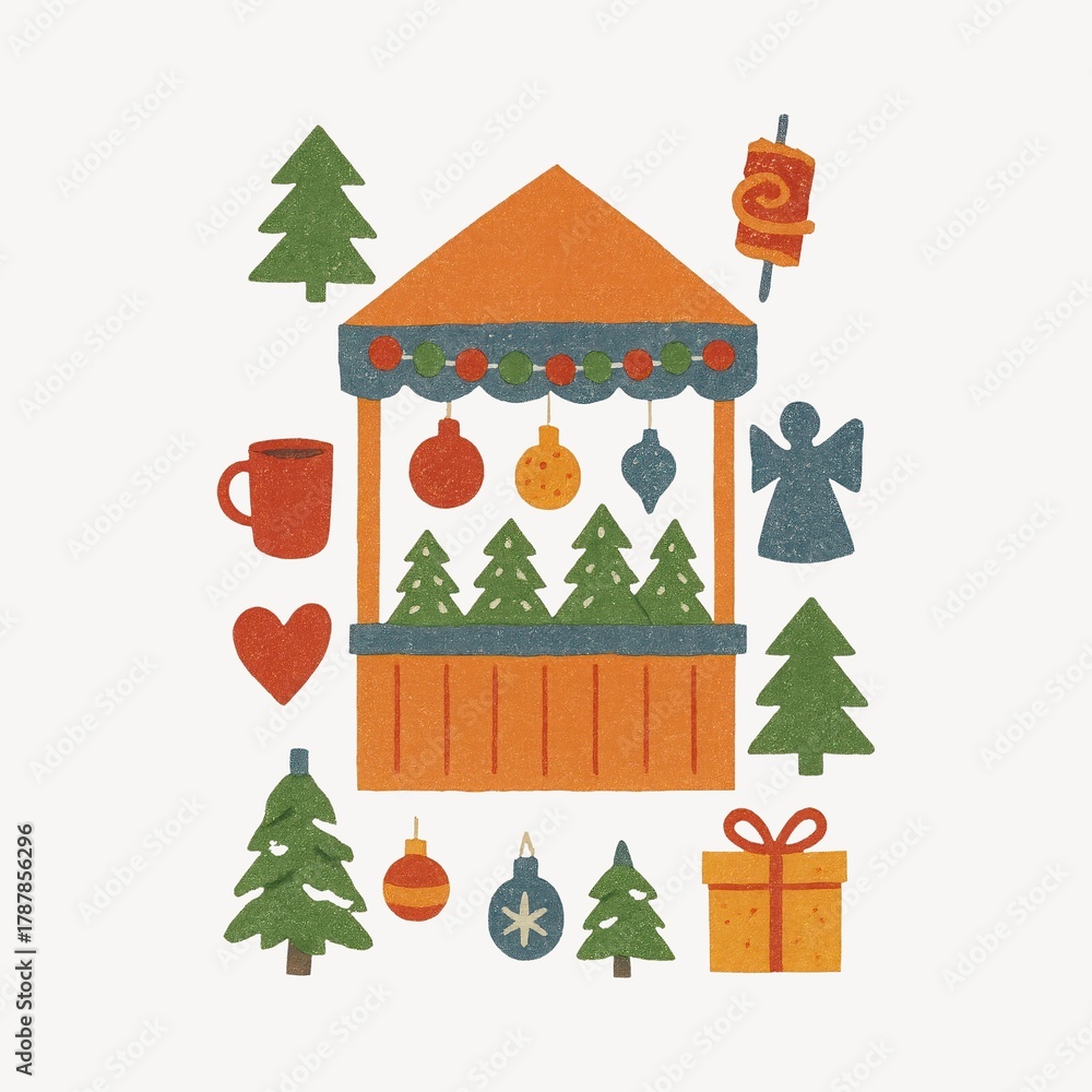 Fototapeta premium Festive market stall illustration