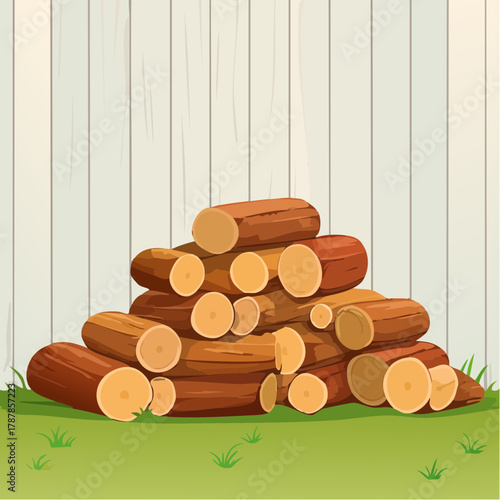 Pile of firewood beside wall