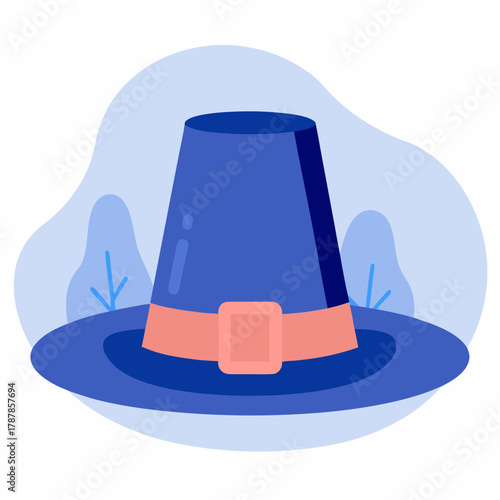 Pilgrim hat, festive accessory, traditional wear, blue background