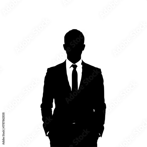 Concept of Identity and Anonymity

A faceless silhouette of a man dressed in formal wear, standing against a stark white background. The lack of detail symbolizes anonymity, hidden identity, and intro