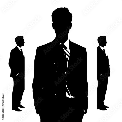 Concept of Identity and Anonymity

A faceless silhouette of a man dressed in formal wear, standing against a stark white background. The lack of detail symbolizes anonymity, hidden identity, and intro