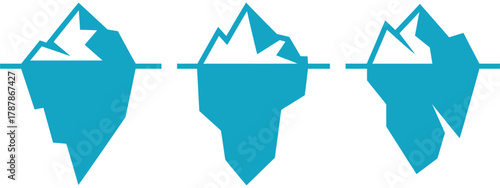 Arctic iceberg mountain, floating glaciers and icy peaks, polar landscape illustration