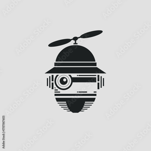 Minimal robot head with propeller hat – Ideal for AI learning visuals, robotics education, or creative technology content.