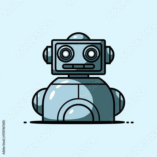 Minimal robot head with square face and circular eyes – Ideal for robotics technology, AI development, or futuristic design.