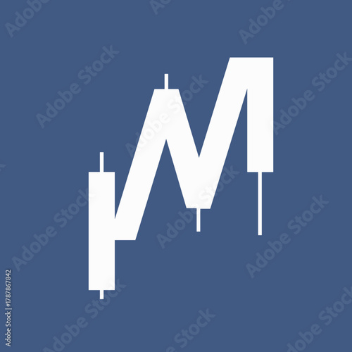 White candlestick on blue background – Perfect for modern financial icons, stock visualization, or minimalist design.